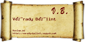 Várady Bálint névjegykártya